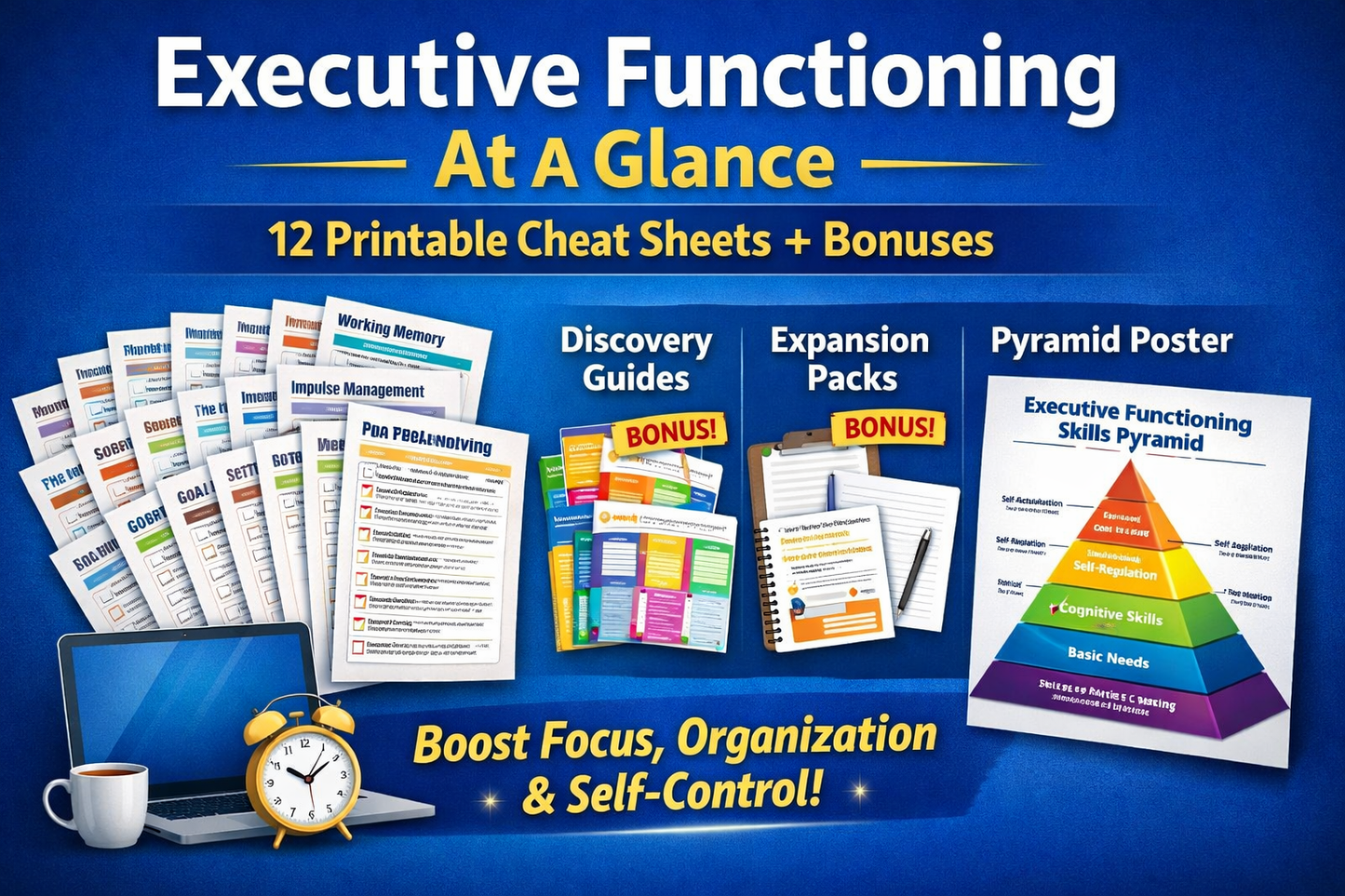 Executive Functioning At A Glance – 12 Printable Cheat Sheets + Bonuses